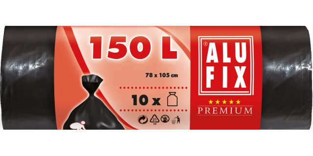 Pytle na odpadky 150 l, 10 ks, 34 µm, 78 x 105 cm, LDPE černé                                                                                                                                                                                             