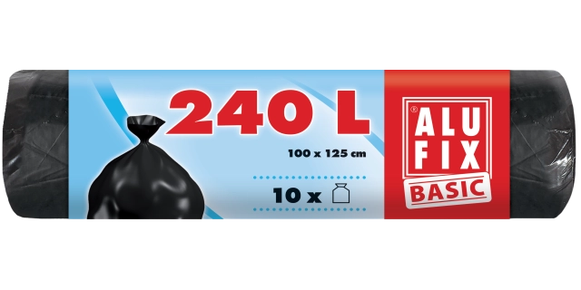 Pytle na odpad silné 240 l, 10 ks, 35 µm, 100 x 125 cm, HDPE, černé                                                                                                                                                                                       