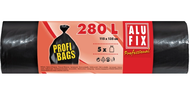 Pytle na odpad silné 280 l, 5 ks, 60 µm, 115 x 135 cm, LDPE, černé                                                                                                                                                                                        