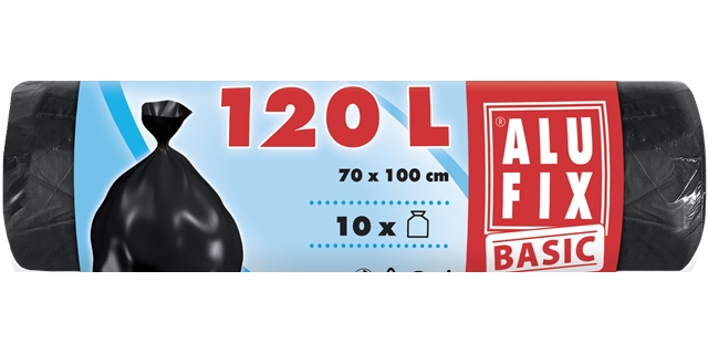 Pytle na odpadky 120 l, 10 ks, 17 µm, 70 x 100 cm, HDPE černé                                                                                                                                                                                             