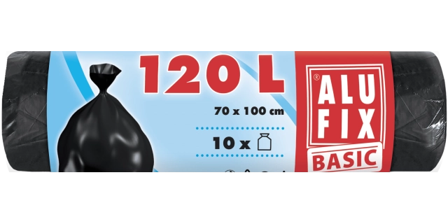 Pytle na odpadky 120 l, 10 ks, 17 µm, 70 x 100 cm, HDPE černé                                                                                                                                                                                             