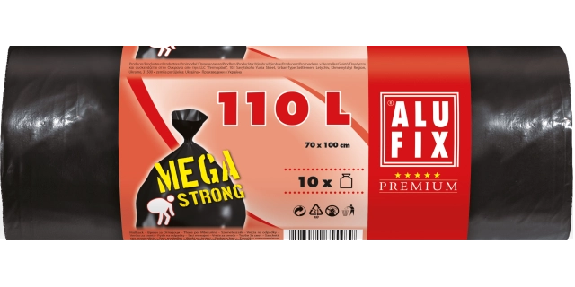 Pytle na odpadky 110 l, 10 ks, 23 µm, 70 x 100 cm, LDPE černé                                                                                                                                                                                             