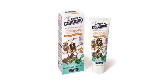 JUNIOR CAPTAIN MENTA DOLCE SOFT MINT - dětská zubní pasta s mátou 6+ let 75ml                                                                                                                                                                             
