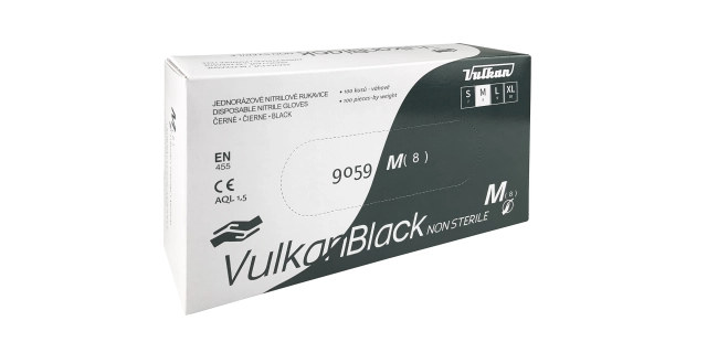 VulkanBlack-nitrilové jednorázové rukavice, černé, 100ks, vel.M                                                                                                                                                                                           