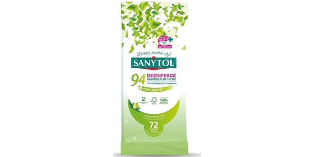 SANYTOL Dezinfekce 94% rostlinného původu utěrky 2 x 36 ks                                                                                                                                                                                                