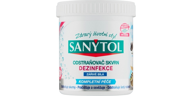 SANYTOL Dezinfekční odstraňovač skvrn Zářivě bílá 450 g                                                                                                                                                                                                   