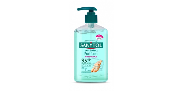 SANYTOL Antib. mýdlo 95% přír.složení Purifiant 250 ml                                                                                                                                                                                                    