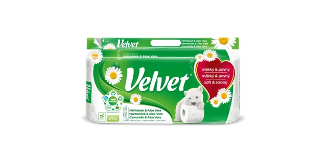 Toaletní papír třívrstvý Velvet Camomile -aloe 8x150                                                                                                                                                                                                      
