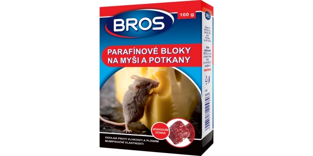 BROS – parafínové bloky na myši, krysy a potkany 100 g                                                                                                                                                                                                    