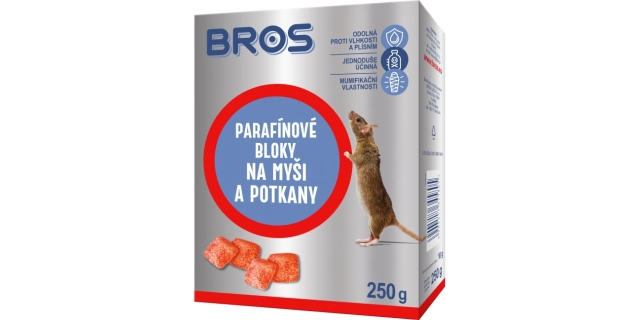 BROS – parafínové bloky na myši, krysy a potkany 250 g                                                                                                                                                                                                    