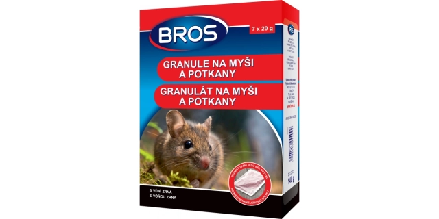 BROS – granule na myši, krysy a potkany 140 g                                                                                                                                                                                                             