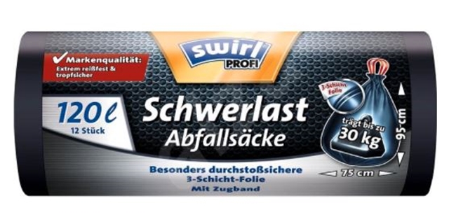 Swirl Zatahovací pytle PROFI na těžký odpad 120L/12ks                                                                                                                                                                                                     