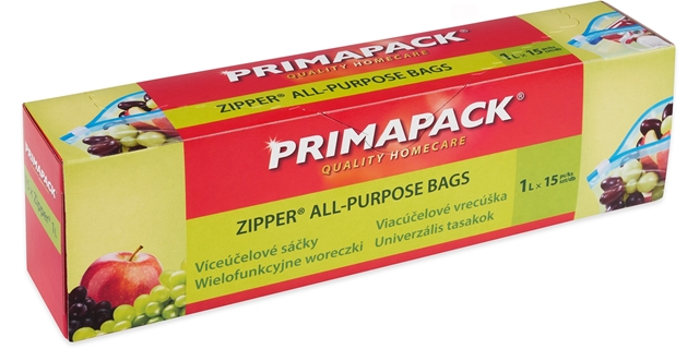 PrimaPack Zipper® Víceúčelové sáčky 1L/15ks                                                                                                                                                                                                               