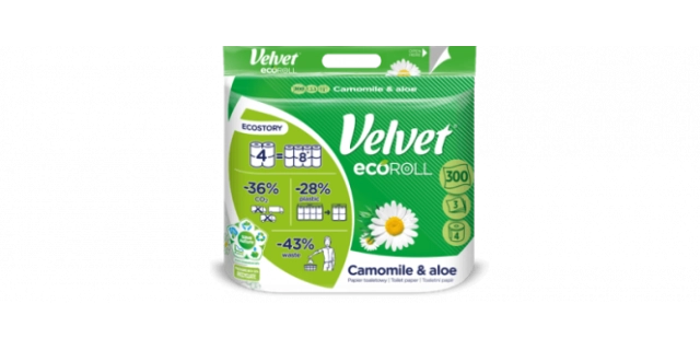 Toaletní papír třívrstvý Velvet Camomile -aloe ECO Roll 4                                                                                                                                                                                                 