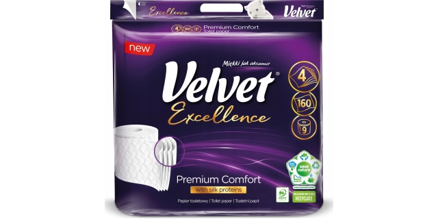 Toaletní papír čtyřvrstvý Velvet Excellence 9x160                                                                                                                                                                                                         
