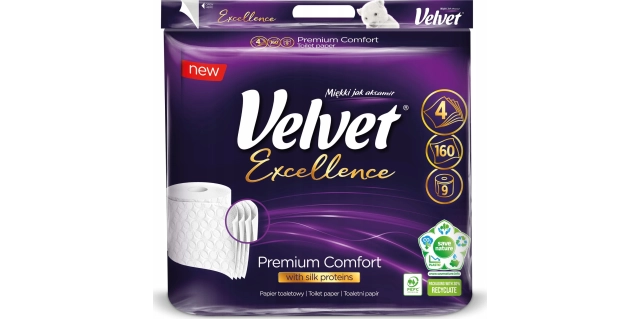 Toaletní papír čtyřvrstvý Velvet Excellence 9x160                                                                                                                                                                                                         