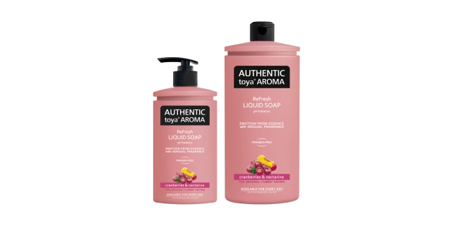 AUTHENTIC toya AROMA tekuté mýdlo s dávkovačem 400ml cranberries & nectarine                                                                                                                                                                              