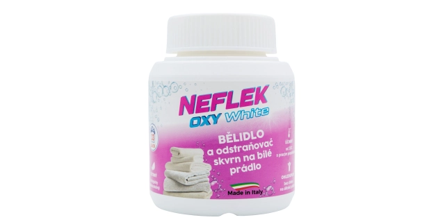 NEFLEK OXY WHITE 500 g Odstraňovač skvrn v sypké formě na bílé prádlo                                                                                                                                                                                     