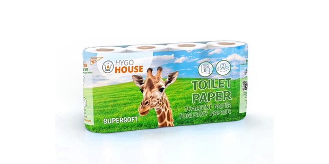 Toaletní papír HYGOHOUSE, 2 vrstvy, celuloza 1x8 ks                                                                                                                                                                                                       