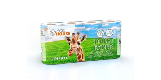 Toaletní papír HYGOHOUSE, 2 vrstvy, celuloza 1x8 ks                                                                                                                                                                                                       