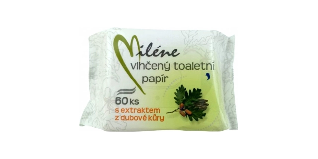 Miléne vlhčený toaletní papír s extraktem z dubové kůry 60 ks                                                                                                                                                                                             