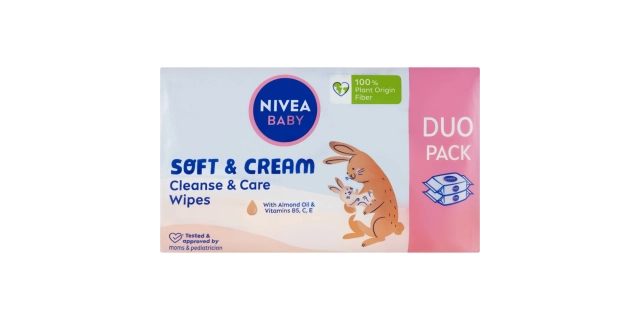 Nivea Baby Čisticí a pečující ubrousky Soft & Cream duopack 2x57ks                                                                                                                                                                                        