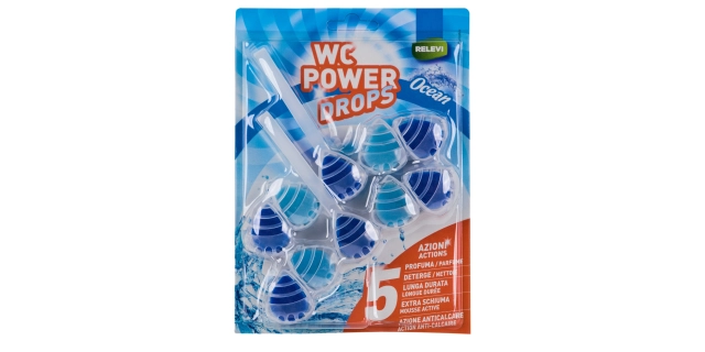 RELEVI WC POWER DROPS 2 x 55 g oceán Závěsné košíky na WC mísu, vůně oceánu                                                                                                                                                                               